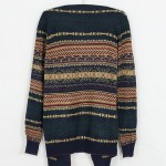 Blue Navy Tribal Enthic Pattern Long Sleeves Batwing Cardigan Outer Coat