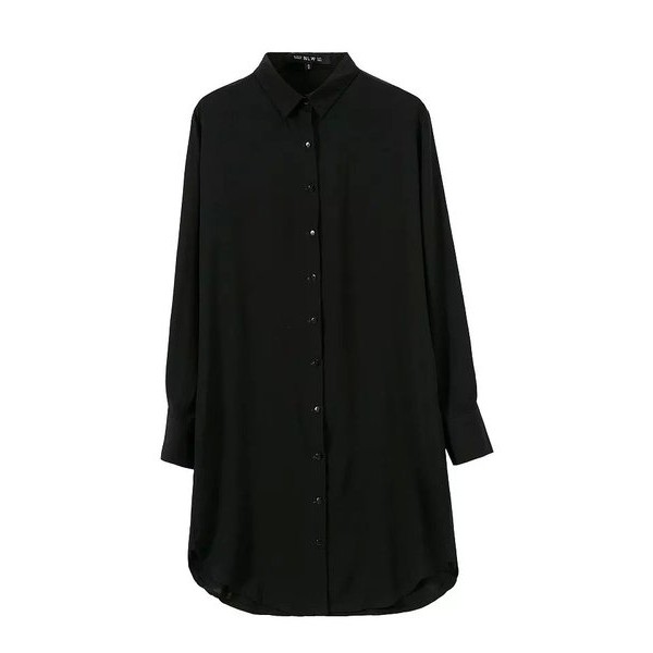 Black Vintage Retro Cotton Long Sleeves Blouse Shirt