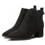 Black Suede Pointed Head Chelsea Ankle Boots Shoes