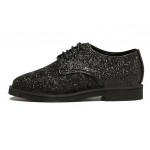 Black Glitter Bling Bling Lace Up Oxfords Dress Shoes