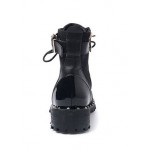 Black Patent Metal Studs Vintage Grunge Combat Military Boots Shoes