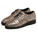 Gold Glitter Bling Bling Lace Up Oxfords Dress Shoes