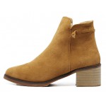 Brown Khaki Suede Point Head High Heels Ankle Chelsea Boots Shoes