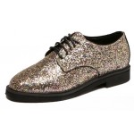 Gold Glitter Bling Bling Lace Up Oxfords Dress Shoes