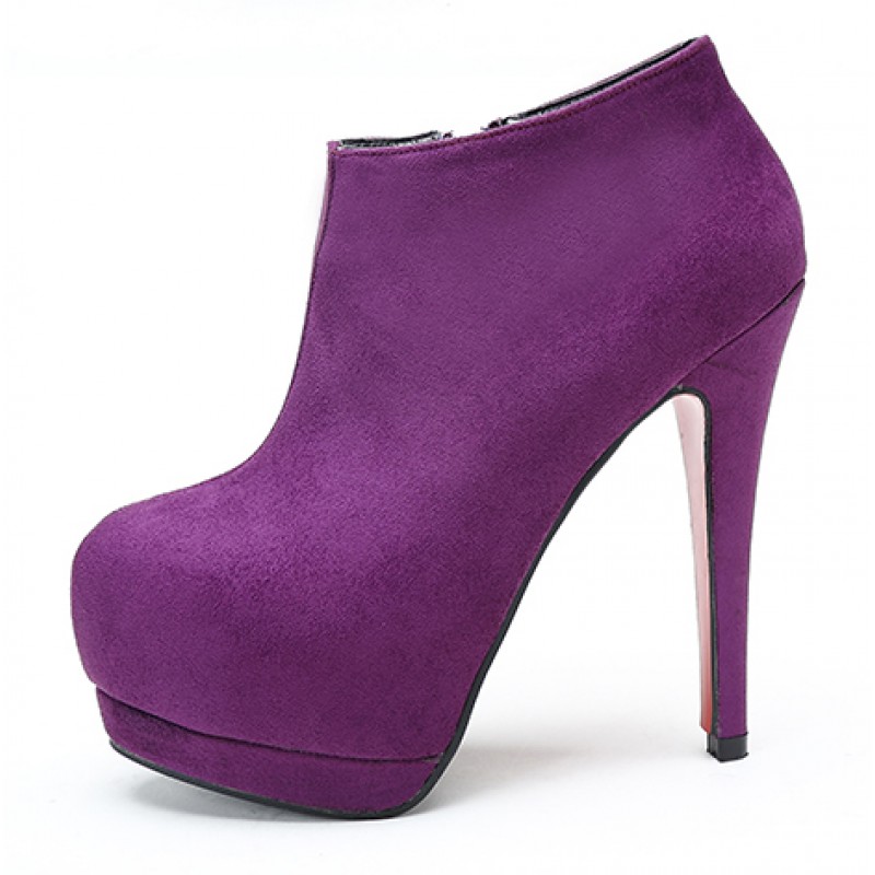 Purple Suede Platforms Ankle Stiletto 