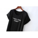 Black Yes You Can Coffee Short Sleeves T Shirt Top
