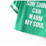 Green Black Sun Shine Can Warm My Soul College Cropped Short Sleeves T Shirt Top 