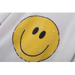 Black White Yellow Smile Happy Face Short Sleeves T Shirt Top