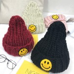 Yellow Happy Face Chunky Knitted Beanie Hat 