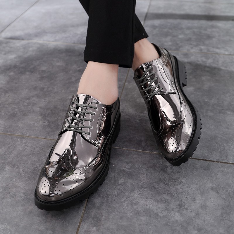 Lace-up shoes - Mirror facets, silver — Fashion