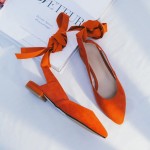 Orange Suede Strappy Straps Lace Up Point Head Ballerina Ballets Sandals Flats Shoes