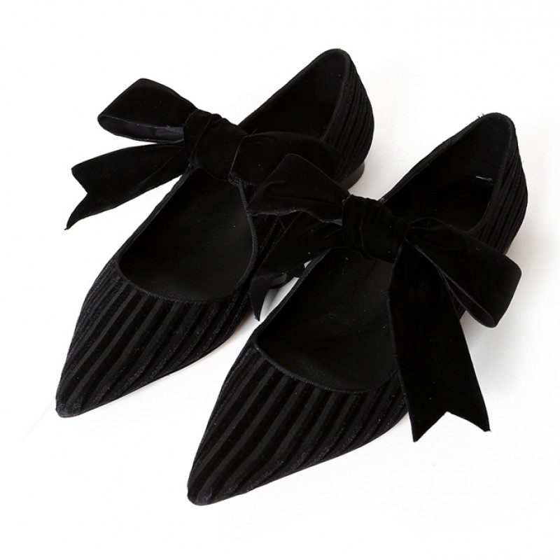 black velvet flats with bow