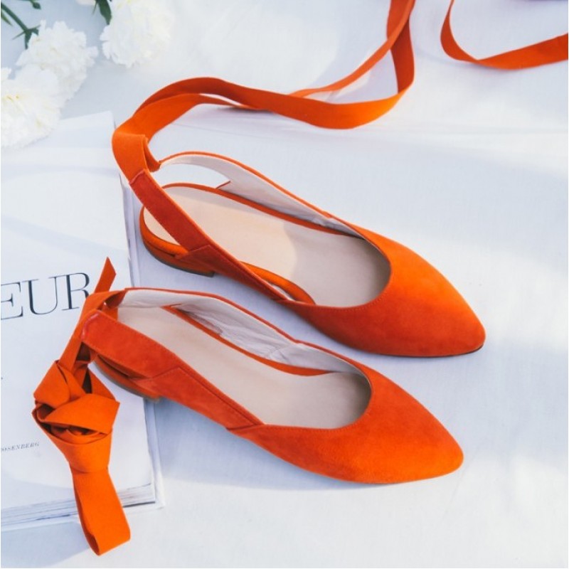 orange flats shoes