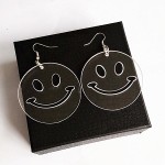 Transparent Hollow Out Happy Face Funky Acrylic Round Head Oversized Earrings Ear Drops