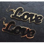 Gold Black Love Funky Acrylic Oversized Earrings Ear Drops