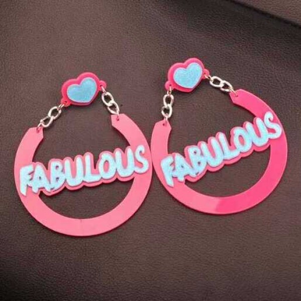 Pink Blue Fabulous Acrylic Oversized Earrings Ear Drops