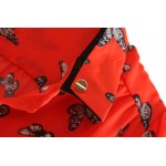 Orange Butterflies Retro Vintage Chiffon Long Sleeves Blouse Shirt