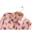 Pink Flowers Florals Vintage Retro Pattern Long Sleeves Blouse Shirt