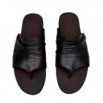 Black Leather Slip On Flip Flop Flats Fashion Mens Gladiator Roman Sandals