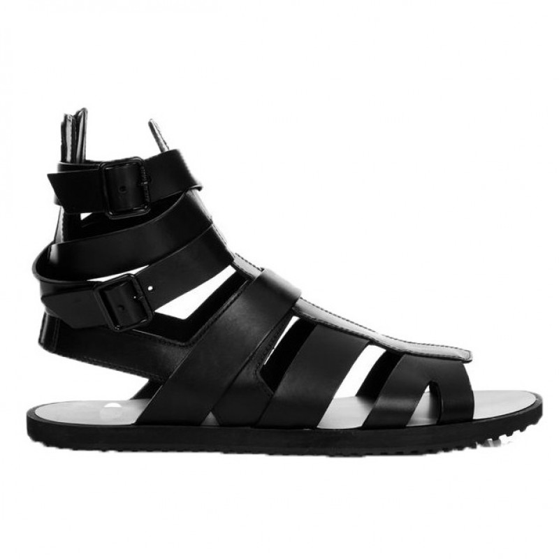 Black Buckles High Top Strappy Fashion Mens Sneakers Gladiator