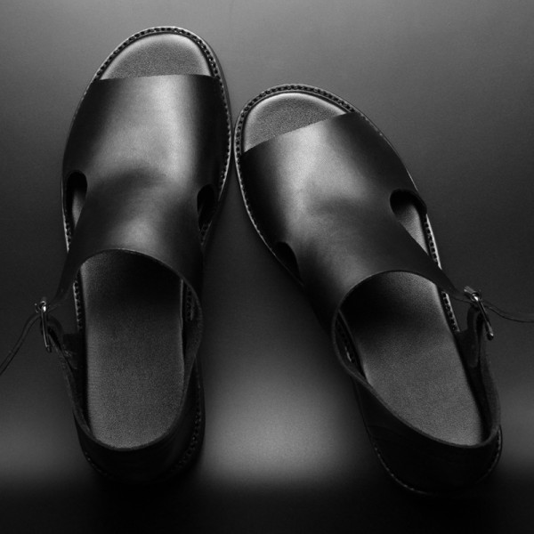 Black Slip On Flip Flop Slingback Mens Gladiator Roman Sandals Shoes