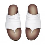 White Leather Slip On Flip Flop Flats Fashion Mens Gladiator Roman Sandals