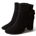 Black Suede Leather High Heels Ankle Boots Shoes