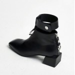 Black Metal Ring Ankle Cuff Blunt Head Grunge Chelsea Boots Shoes