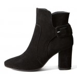 Black Suede Leather High Heels Ankle Boots Shoes