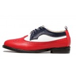 Red Blue Lace Up Vintage Oxfords Flats Shoes