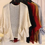 Cream Crochet Lace Batwing Short Sleeves Cardigan Outer Jacket