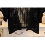 Black Crochet Lace Batwing Short Sleeves Cardigan Outer Jacket