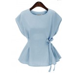 Pink White Blue Sleeveless Vest Blouse Shirt Top Peplum Waist- have PLUS Size