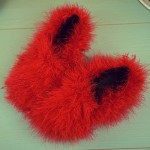 Red Furry Fuzzy Long Fur Flats Loafers Shoes