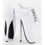 White Patent Lace Up Ballet Ballerina Super High Stieltto Heels Lady Gaga Weird Oxfords Shoes