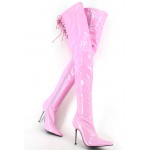 Pink Patent Glossy Thigh High Night Club Stiletto High Heels Night Club Long Boots Shoes