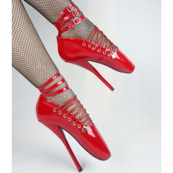 Red Patent Strappy Ballet Ballerina Super High Stieltto Heels Lady Gaga Weird Shoes