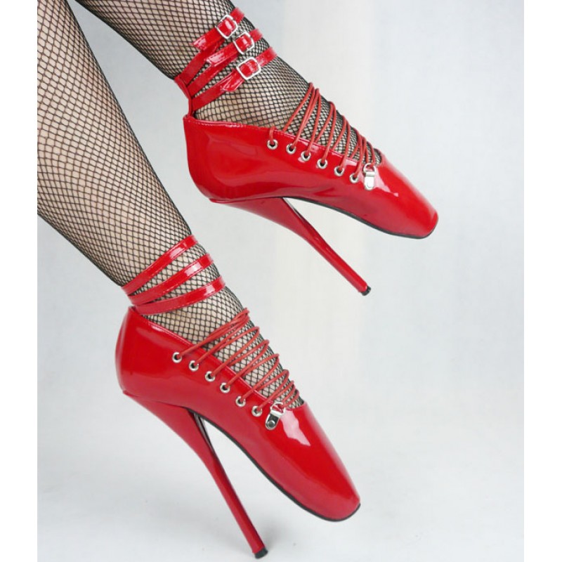 red patent strappy heels