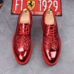 Red Metallic Glitters Cleated Sole Mens Oxfords Loafers Dapperman Dress Shoes Flats