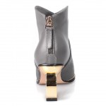 Grey Pony Fur Point Head Gold Ring Chelsea Boots Shoes