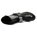 Black Diamantes Crystals Grunge Punk Rock Studs Mid Boots Shoes