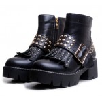 Black Metal Studs Tassels Grunge Punk Rock Studs Mid Boots Shoes