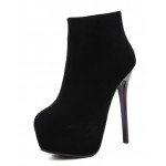 Black Velvet Platforms Stiletto High Heels Ankle Boots Shoes