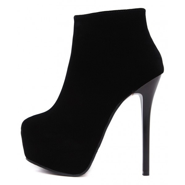 Black Velvet Platforms Stiletto High Heels Ankle Boots Shoes