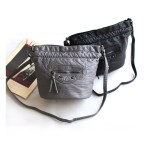 Black Grey Washed Vintage Rider Mini Bucket Cross Body Strap Bag Handbag