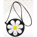 Black White Camomille Flower Cross Body Strap Bag Handbag