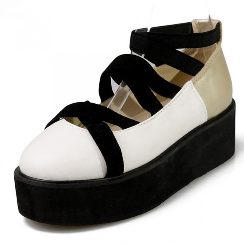 White Gold Strappy Straps Platforms Ballets Shoes