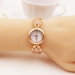 Brown Flowers Gold Metal Bracelet Bangle Wristband Quartz Watch 25 mm