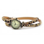 Brown Leopard Studs Long Belt Strap Bracelet Bangle Wristband Quartz Watch 25 mm