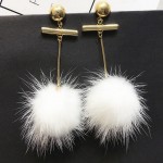 White Giant Flurry Fur Poms Earrings Ear Drops